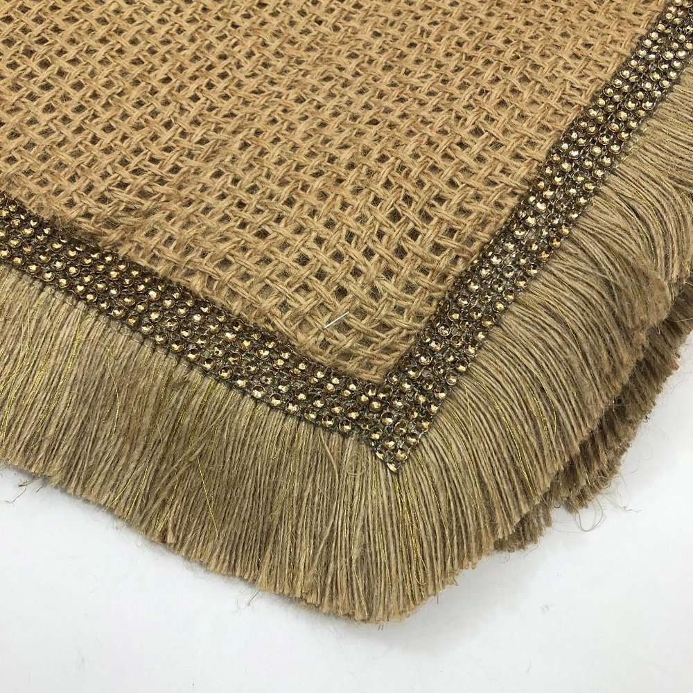 NWT Christmas Tree Skirt Faux Jeweled Edges Fringe - Picture 2 of 2
